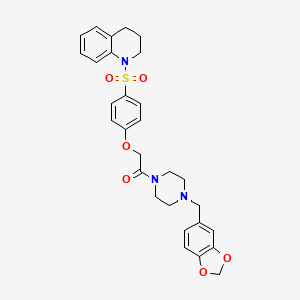 molecular formula C29H31N3O6S B4694531 1-[4-(1,3-benzodioxol-5-ylmethyl)piperazin-1-yl]-2-[4-(3,4-dihydro-2H-quinolin-1-ylsulfonyl)phenoxy]ethanone 