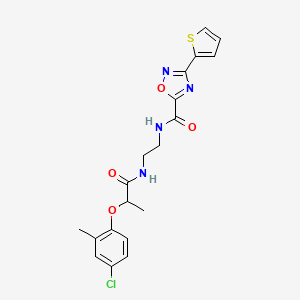 molecular formula C19H19ClN4O4S B4694539 N-(2-{[2-(4-chloro-2-methylphenoxy)propanoyl]amino}ethyl)-3-(2-thienyl)-1,2,4-oxadiazole-5-carboxamide 