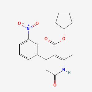 molecular formula C18H20N2O5 B4694550 cyclopentyl 2-methyl-4-(3-nitrophenyl)-6-oxo-1,4,5,6-tetrahydro-3-pyridinecarboxylate 