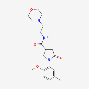 molecular formula C19H27N3O4 B4694554 1-(2-methoxy-5-methylphenyl)-N-[2-(4-morpholinyl)ethyl]-5-oxo-3-pyrrolidinecarboxamide 