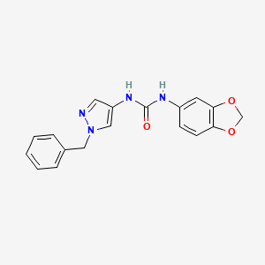 molecular formula C18H16N4O3 B4694556 N-1,3-benzodioxol-5-yl-N'-(1-benzyl-1H-pyrazol-4-yl)urea 