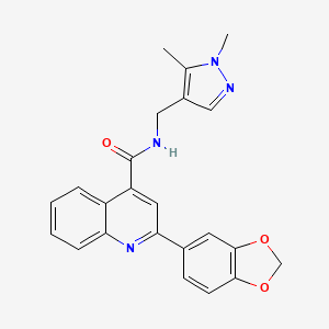 molecular formula C23H20N4O3 B4694604 2-(1,3-benzodioxol-5-yl)-N-[(1,5-dimethyl-1H-pyrazol-4-yl)methyl]-4-quinolinecarboxamide 