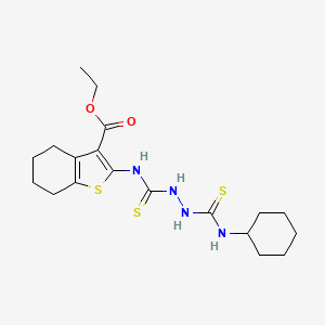 molecular formula C19H28N4O2S3 B4694634 ethyl 2-[({2-[(cyclohexylamino)carbonothioyl]hydrazino}carbonothioyl)amino]-4,5,6,7-tetrahydro-1-benzothiophene-3-carboxylate 