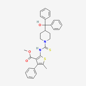 molecular formula C32H32N2O3S2 B4694666 methyl 2-[({4-[hydroxy(diphenyl)methyl]-1-piperidinyl}carbonothioyl)amino]-5-methyl-4-phenyl-3-thiophenecarboxylate 