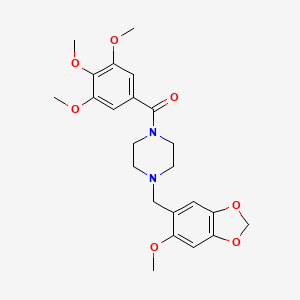 molecular formula C23H28N2O7 B4694692 1-[(6-methoxy-1,3-benzodioxol-5-yl)methyl]-4-(3,4,5-trimethoxybenzoyl)piperazine 