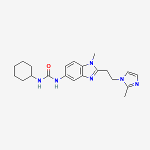 molecular formula C21H28N6O B4694719 N-cyclohexyl-N'-{1-methyl-2-[2-(2-methyl-1H-imidazol-1-yl)ethyl]-1H-benzimidazol-5-yl}urea 