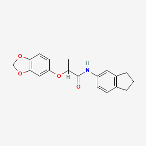 molecular formula C19H19NO4 B4694825 2-(1,3-benzodioxol-5-yloxy)-N-(2,3-dihydro-1H-inden-5-yl)propanamide 