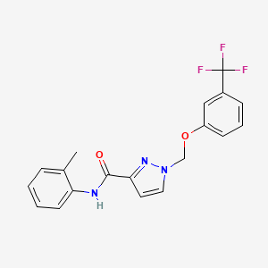 molecular formula C19H16F3N3O2 B4694842 N-(2-methylphenyl)-1-{[3-(trifluoromethyl)phenoxy]methyl}-1H-pyrazole-3-carboxamide 