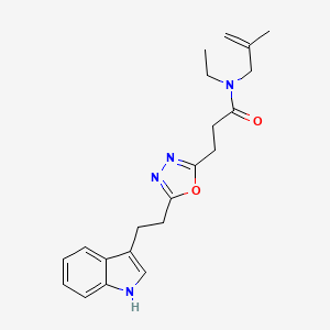 molecular formula C21H26N4O2 B4694852 N-ethyl-3-{5-[2-(1H-indol-3-yl)ethyl]-1,3,4-oxadiazol-2-yl}-N-(2-methyl-2-propen-1-yl)propanamide 