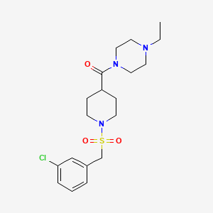 molecular formula C19H28ClN3O3S B4694877 1-({1-[(3-chlorobenzyl)sulfonyl]-4-piperidinyl}carbonyl)-4-ethylpiperazine 