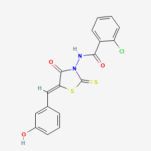 molecular formula C17H11ClN2O3S2 B4694891 2-chloro-N-[5-(3-hydroxybenzylidene)-4-oxo-2-thioxo-1,3-thiazolidin-3-yl]benzamide 