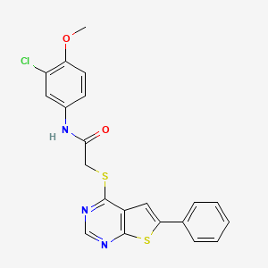 molecular formula C21H16ClN3O2S2 B4694933 N-(3-chloro-4-methoxyphenyl)-2-[(6-phenylthieno[2,3-d]pyrimidin-4-yl)thio]acetamide 