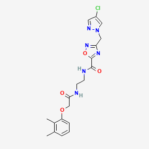 molecular formula C19H21ClN6O4 B4694962 3-[(4-chloro-1H-pyrazol-1-yl)methyl]-N-(2-{[(2,3-dimethylphenoxy)acetyl]amino}ethyl)-1,2,4-oxadiazole-5-carboxamide 