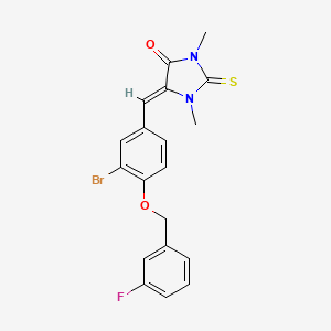 molecular formula C19H16BrFN2O2S B4694980 5-{3-bromo-4-[(3-fluorobenzyl)oxy]benzylidene}-1,3-dimethyl-2-thioxo-4-imidazolidinone 