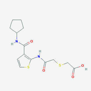 molecular formula C14H18N2O4S2 B4695017 {[2-({3-[(cyclopentylamino)carbonyl]-2-thienyl}amino)-2-oxoethyl]thio}acetic acid 
