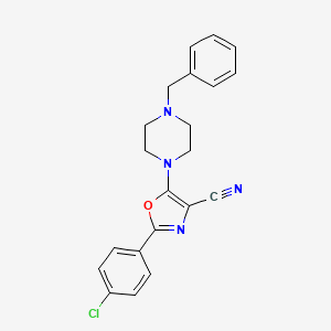 molecular formula C21H19ClN4O B4695024 5-(4-benzyl-1-piperazinyl)-2-(4-chlorophenyl)-1,3-oxazole-4-carbonitrile 