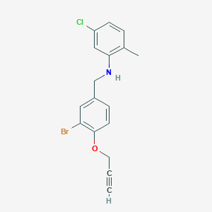 molecular formula C17H15BrClNO B4695030 N-[3-bromo-4-(2-propyn-1-yloxy)benzyl]-5-chloro-2-methylaniline 