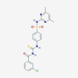 molecular formula C20H18ClN5O3S2 B469504 3-chloro-N-({4-[(4,6-dimethylpyrimidin-2-yl)sulfamoyl]phenyl}carbamothioyl)benzamide CAS No. 812686-67-2