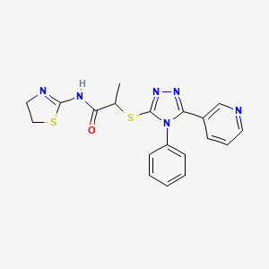 molecular formula C19H18N6OS2 B4695053 N-(4,5-dihydro-1,3-thiazol-2-yl)-2-{[4-phenyl-5-(3-pyridinyl)-4H-1,2,4-triazol-3-yl]thio}propanamide 