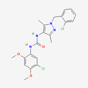 molecular formula C21H22Cl2N4O3 B4695110 N-[1-(2-chlorobenzyl)-3,5-dimethyl-1H-pyrazol-4-yl]-N'-(5-chloro-2,4-dimethoxyphenyl)urea 