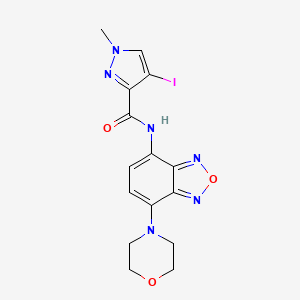 molecular formula C15H15IN6O3 B4695161 4-iodo-1-methyl-N-[7-(4-morpholinyl)-2,1,3-benzoxadiazol-4-yl]-1H-pyrazole-3-carboxamide 