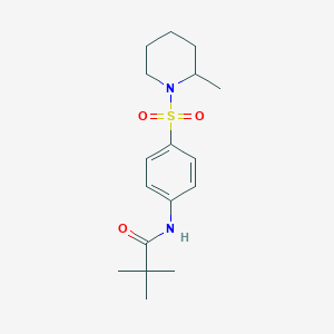 molecular formula C17H26N2O3S B4695172 2,2-dimethyl-N-{4-[(2-methyl-1-piperidinyl)sulfonyl]phenyl}propanamide 