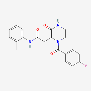 molecular formula C20H20FN3O3 B4695186 2-[1-(4-fluorobenzoyl)-3-oxo-2-piperazinyl]-N-(2-methylphenyl)acetamide 