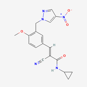 molecular formula C18H17N5O4 B4695194 2-cyano-N-cyclopropyl-3-{4-methoxy-3-[(4-nitro-1H-pyrazol-1-yl)methyl]phenyl}acrylamide 