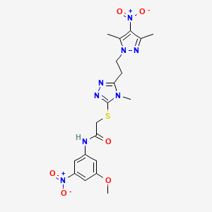 2-({5-[2-(3,5-dimethyl-4-nitro-1H-pyrazol-1-yl)ethyl]-4-methyl-4H-1,2,4-triazol-3-yl}thio)-N-(3-methoxy-5-nitrophenyl)acetamide