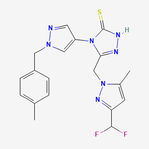 molecular formula C19H19F2N7S B4695223 5-{[3-(difluoromethyl)-5-methyl-1H-pyrazol-1-yl]methyl}-4-[1-(4-methylbenzyl)-1H-pyrazol-4-yl]-4H-1,2,4-triazole-3-thiol 