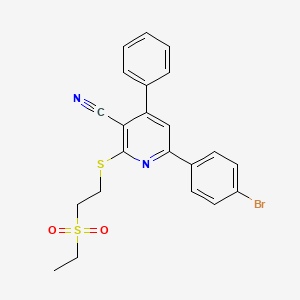 molecular formula C22H19BrN2O2S2 B4695231 6-(4-bromophenyl)-2-{[2-(ethylsulfonyl)ethyl]thio}-4-phenylnicotinonitrile 