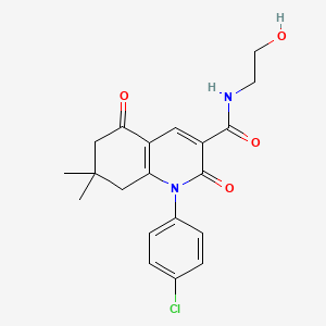 molecular formula C20H21ClN2O4 B4695239 1-(4-chlorophenyl)-N-(2-hydroxyethyl)-7,7-dimethyl-2,5-dioxo-1,2,5,6,7,8-hexahydro-3-quinolinecarboxamide 