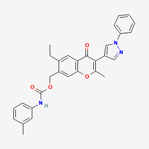 molecular formula C30H27N3O4 B4695271 [6-ethyl-2-methyl-4-oxo-3-(1-phenyl-1H-pyrazol-4-yl)-4H-chromen-7-yl]methyl (3-methylphenyl)carbamate 