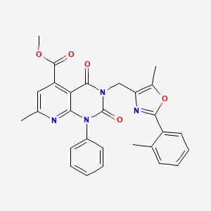 molecular formula C28H24N4O5 B4695280 methyl 7-methyl-3-{[5-methyl-2-(2-methylphenyl)-1,3-oxazol-4-yl]methyl}-2,4-dioxo-1-phenyl-1,2,3,4-tetrahydropyrido[2,3-d]pyrimidine-5-carboxylate 
