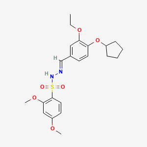 molecular formula C22H28N2O6S B4695296 N'-[4-(cyclopentyloxy)-3-ethoxybenzylidene]-2,4-dimethoxybenzenesulfonohydrazide 