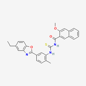 N-({[5-(5-ethyl-1,3-benzoxazol-2-yl)-2-methylphenyl]amino}carbonothioyl)-3-methoxy-2-naphthamide