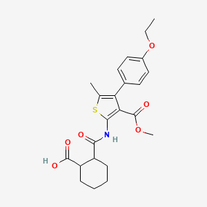 molecular formula C23H27NO6S B4695329 2-({[4-(4-ethoxyphenyl)-3-(methoxycarbonyl)-5-methyl-2-thienyl]amino}carbonyl)cyclohexanecarboxylic acid 