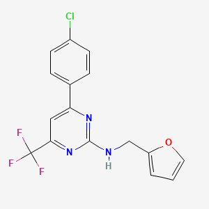 4-(4-chlorophenyl)-N-(2-furylmethyl)-6-(trifluoromethyl)-2-pyrimidinamine