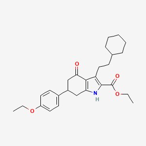 molecular formula C27H35NO4 B4695409 ethyl 3-(2-cyclohexylethyl)-6-(4-ethoxyphenyl)-4-oxo-4,5,6,7-tetrahydro-1H-indole-2-carboxylate 