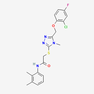 molecular formula C20H20ClFN4O2S B4695411 2-({5-[(2-chloro-4-fluorophenoxy)methyl]-4-methyl-4H-1,2,4-triazol-3-yl}thio)-N-(2,3-dimethylphenyl)acetamide 