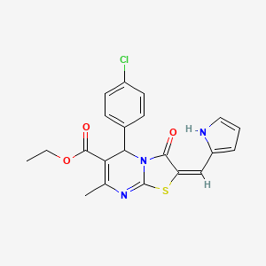 molecular formula C21H18ClN3O3S B4695422 ethyl 5-(4-chlorophenyl)-7-methyl-3-oxo-2-(1H-pyrrol-2-ylmethylene)-2,3-dihydro-5H-[1,3]thiazolo[3,2-a]pyrimidine-6-carboxylate 