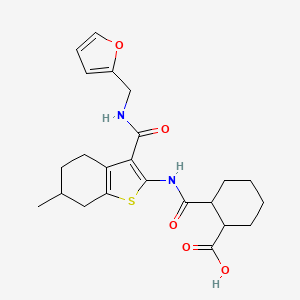 molecular formula C23H28N2O5S B4695445 2-{[(3-{[(2-furylmethyl)amino]carbonyl}-6-methyl-4,5,6,7-tetrahydro-1-benzothien-2-yl)amino]carbonyl}cyclohexanecarboxylic acid 