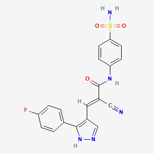 molecular formula C19H14FN5O3S B4695455 N-[4-(aminosulfonyl)phenyl]-2-cyano-3-[3-(4-fluorophenyl)-1H-pyrazol-4-yl]acrylamide 