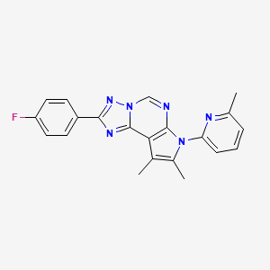 molecular formula C21H17FN6 B4695530 2-(4-fluorophenyl)-8,9-dimethyl-7-(6-methyl-2-pyridinyl)-7H-pyrrolo[3,2-e][1,2,4]triazolo[1,5-c]pyrimidine 