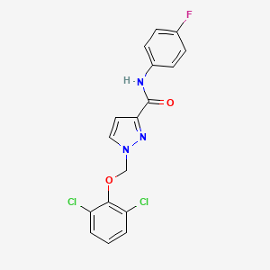 molecular formula C17H12Cl2FN3O2 B4695534 1-[(2,6-dichlorophenoxy)methyl]-N-(4-fluorophenyl)-1H-pyrazole-3-carboxamide 