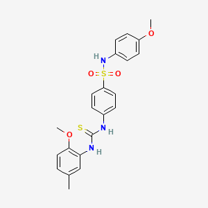 molecular formula C22H23N3O4S2 B4695539 4-({[(2-methoxy-5-methylphenyl)amino]carbonothioyl}amino)-N-(4-methoxyphenyl)benzenesulfonamide 