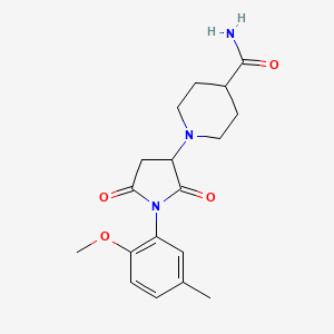 molecular formula C18H23N3O4 B4695546 1-[1-(2-methoxy-5-methylphenyl)-2,5-dioxo-3-pyrrolidinyl]-4-piperidinecarboxamide 