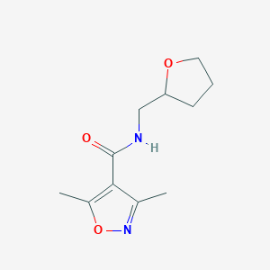 molecular formula C11H16N2O3 B4695645 3,5-dimethyl-N-(tetrahydro-2-furanylmethyl)-4-isoxazolecarboxamide 