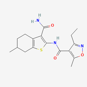 molecular formula C17H21N3O3S B4695647 N-[3-(aminocarbonyl)-6-methyl-4,5,6,7-tetrahydro-1-benzothien-2-yl]-3-ethyl-5-methyl-4-isoxazolecarboxamide 