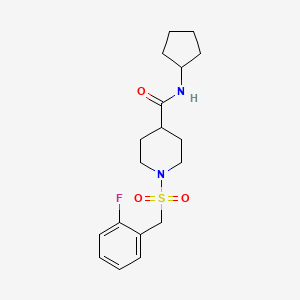 molecular formula C18H25FN2O3S B4695674 N-cyclopentyl-1-[(2-fluorobenzyl)sulfonyl]-4-piperidinecarboxamide 